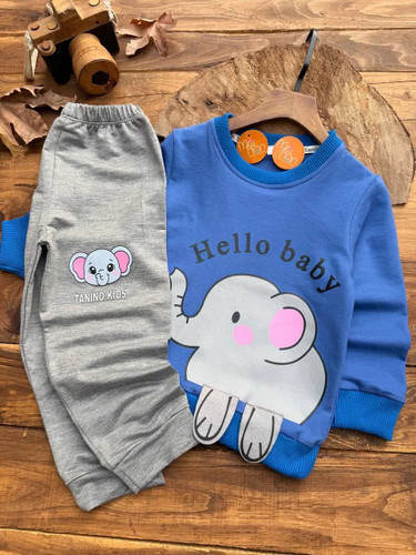 بلوز شلوار فیل پادار hello baby اسپرت یونیسکس سایز 35 40 45
